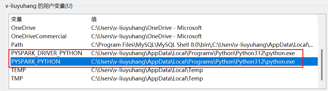 Windows 用户环境变量：配置 PYSPARK_DRIVER_PYTHON 与 PYSPARK_PYTHON